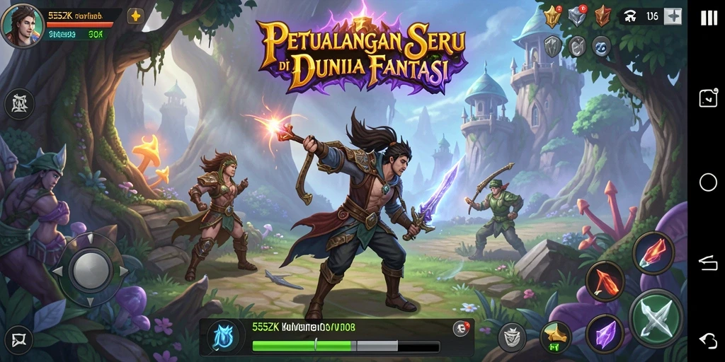 Tangkapan layar utama gameplay 555ZK menampilkan petualangan yang mendebarkan.