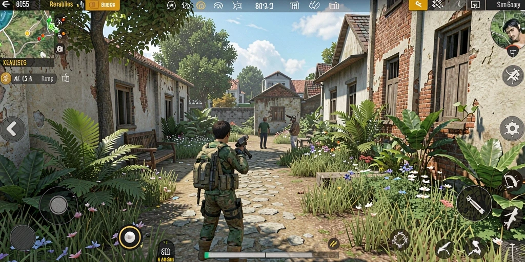 Screenshot utama 8055 menampilkan gameplay simulasi kehidupan yang menarik.