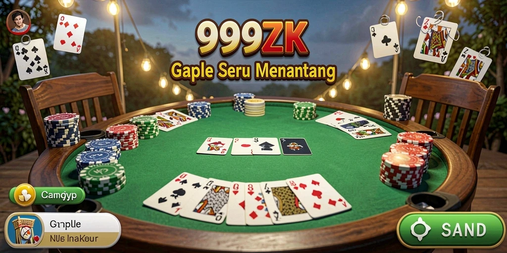 Tampilan utama gameplay Gaple di 999ZK dengan pemain yang bersaing.