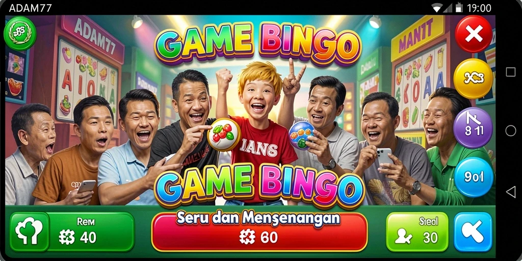 Screenshot gameplay ADAM77 menunjukkan keseruan permainan Bingo yang dinamis.