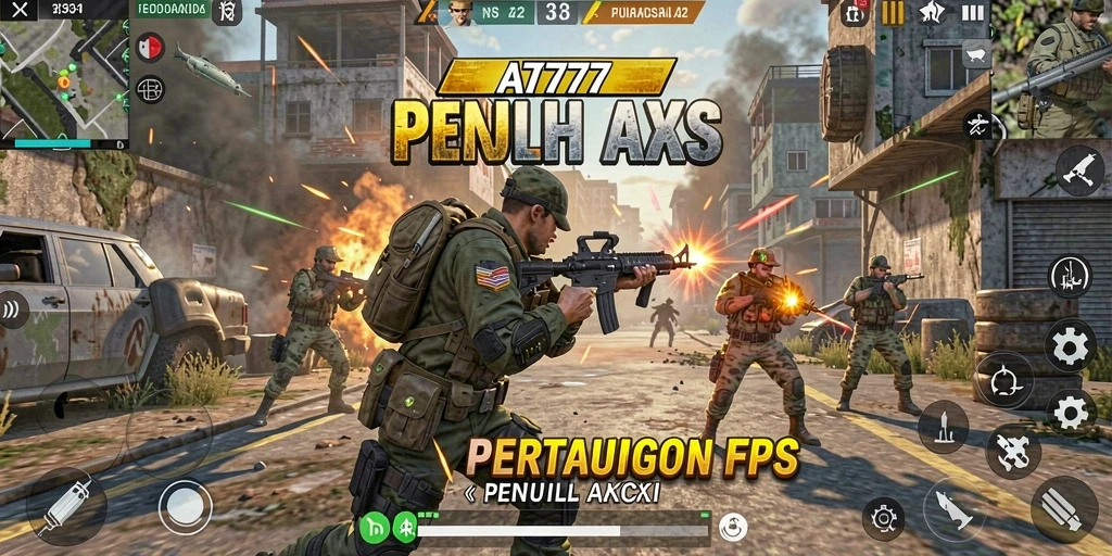 Screenshot gameplay AT777 yang menunjukkan intensitas pertempuran FPS.
