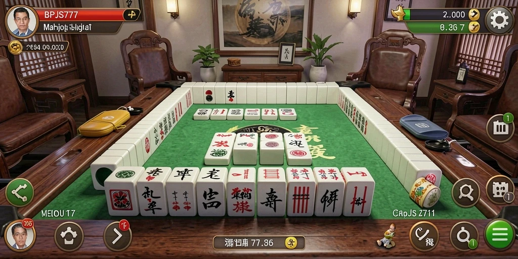 Tampilan gameplay menarik dari BPJS777 yang menampilkan aksi Mahjong.
