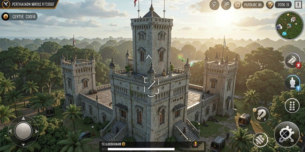 Tampilan gameplay C0077 menara beraksi melawan musuh.