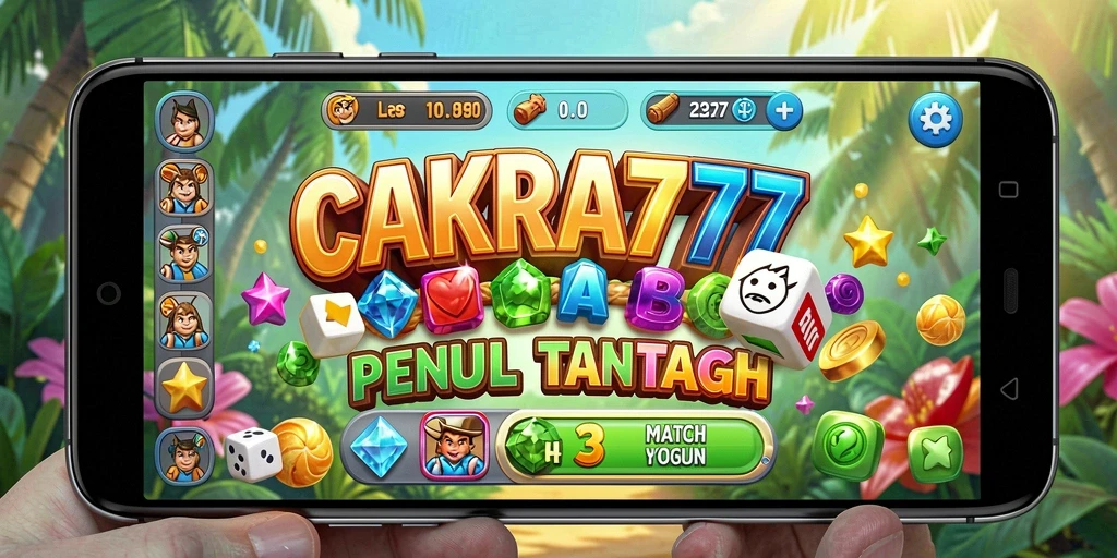 Tampilan seru permainan CAKRA777 dengan gameplay Match-3 yang menarik.