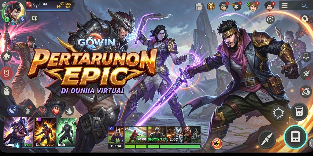 Gameplay seru GOWIN dengan pertarungan yang intens dan karakter unik.