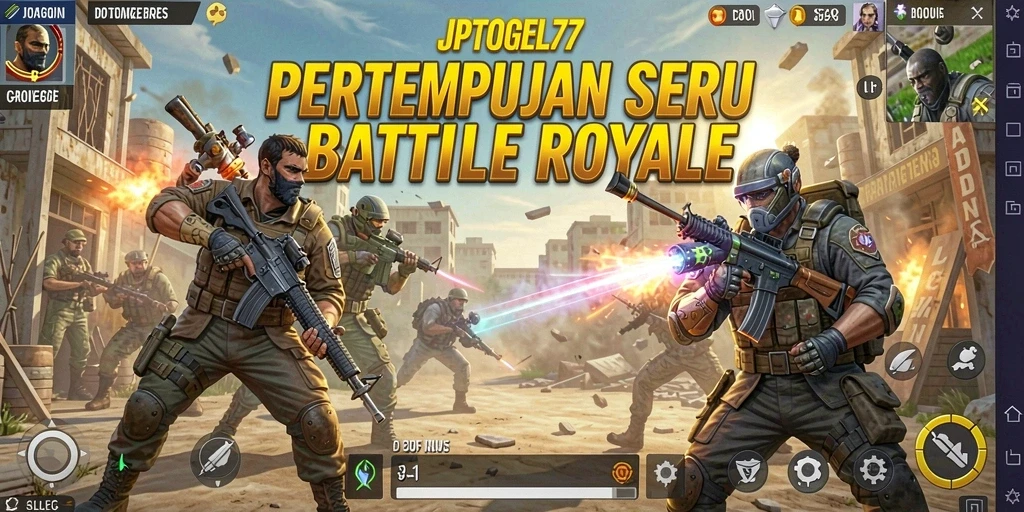 Tampilan gameplay seru dalam JPTOGEL77 dengan aksi Battle Royale.