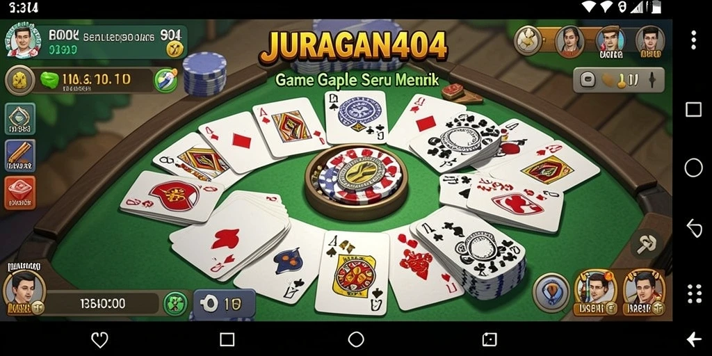 Tampilan gameplay JURAGAN404 dengan kartu Gaple yang seru.