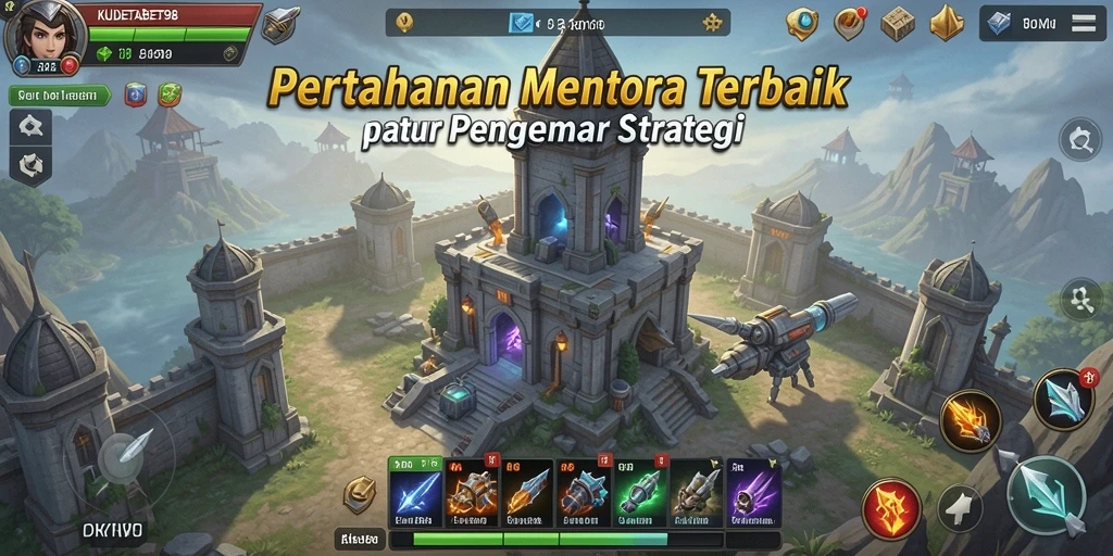 Screenshot gameplay KUDETABET98 menampilkan pertarungan menara yang mendebarkan.