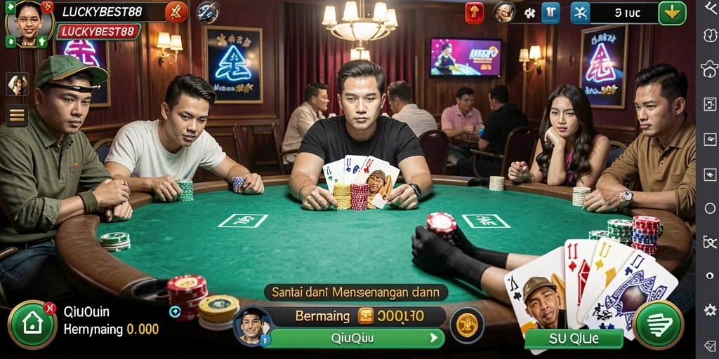 Tampilan gameplay QiuQiu yang seru dan menarik.