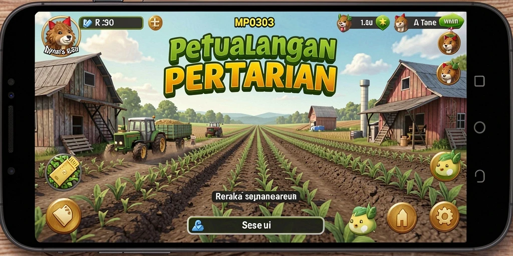 Screenshot MPO303 menampilkan gameplay seru dan menenangkan saat bertani.