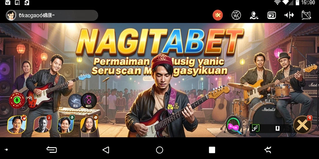 Tampilan gameplay NAGITABET dengan alat musik dan antarmuka yang menarik.