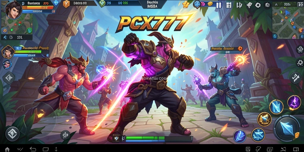 Tampilan gameplay seru dalam <strong>PCX777</strong> yang menunjukkan pertarungan antar tim.