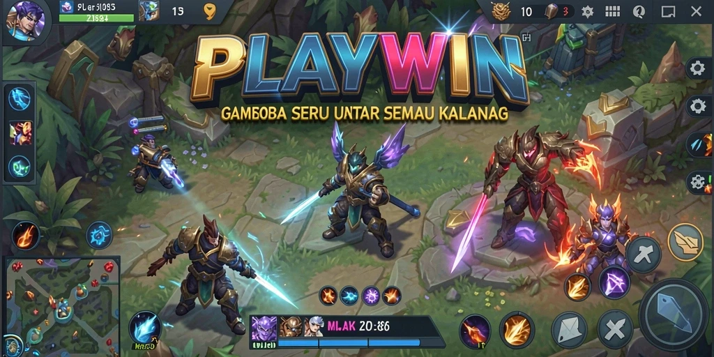 Screenshot utama dari gameplay seru MOBA PLAYWIN.
