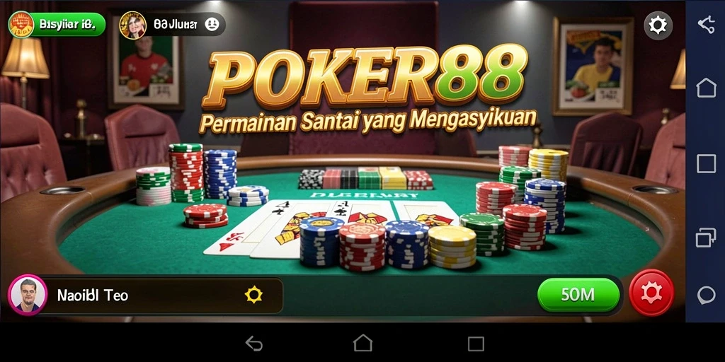 Screenshot utama POKER88 menampilkan gameplay poker yang seru dan interaktif.