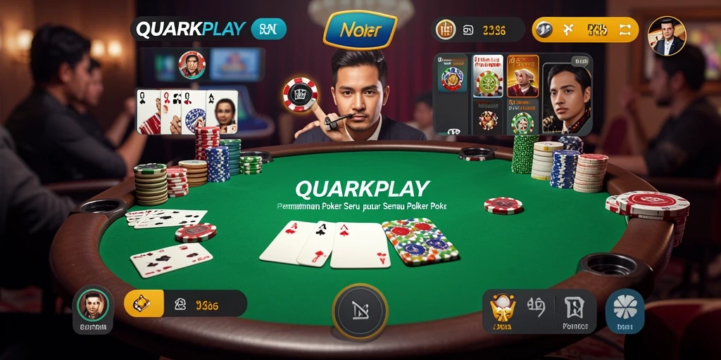 Tangkapan layar utama QUARKPLAY menampilkan gameplay Poker yang seru dan interaktif.