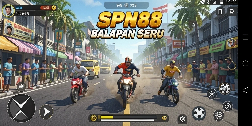 Screenshot gameplay SPN88 yang menampilkan balapan intens dan seru.