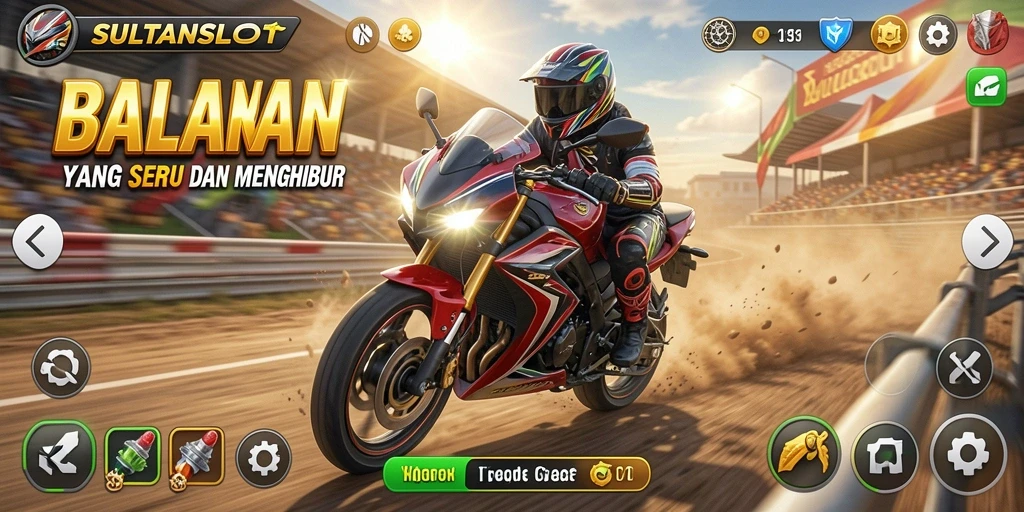 Tangkapan layar gameplay SULTANSLOT menampilkan balapan yang mendebarkan.