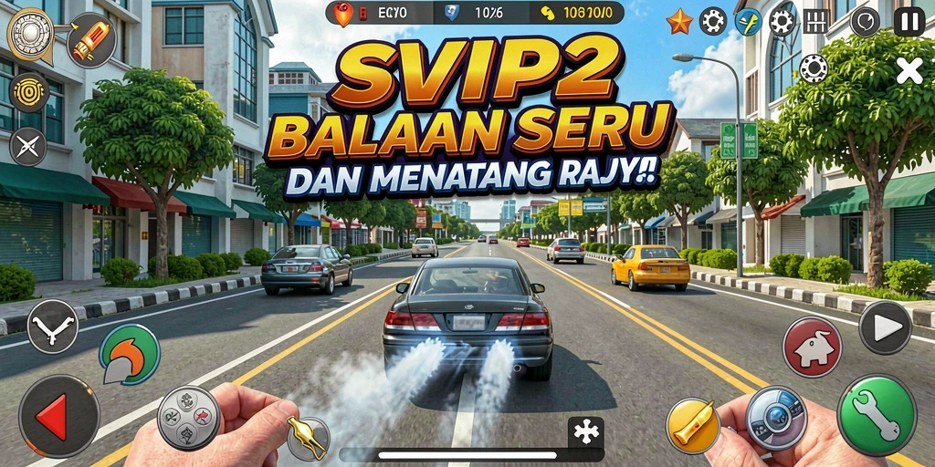 Tangkapan layar gameplay SVIP2 dengan aksi balapan yang intens.