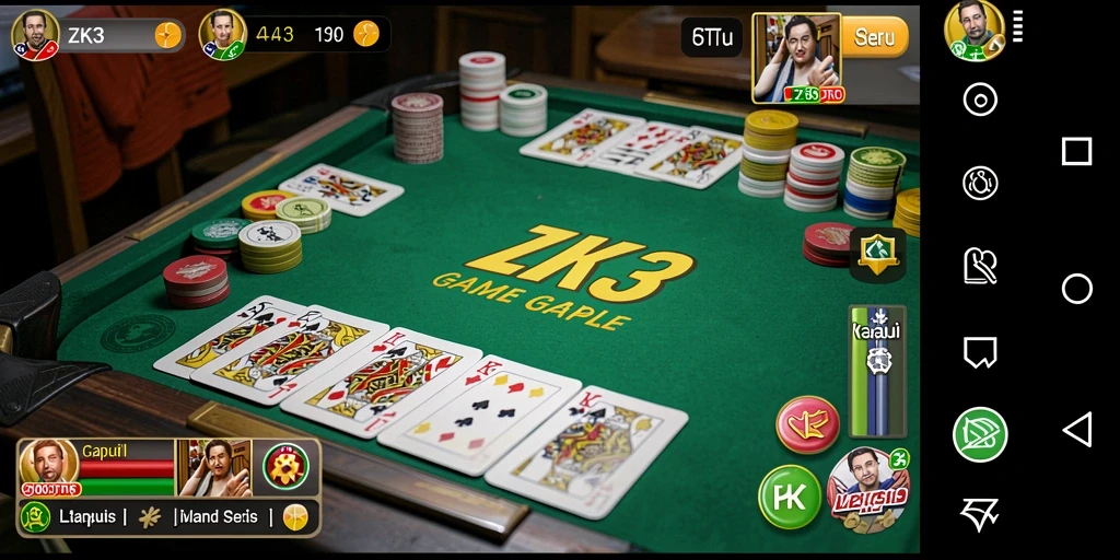 Tampilan gameplay ZK3 yang seru saat bermain Gaple.