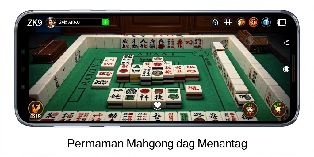 Tampilan gameplay Mahjong yang seru dan menantang dalam ZK9.
